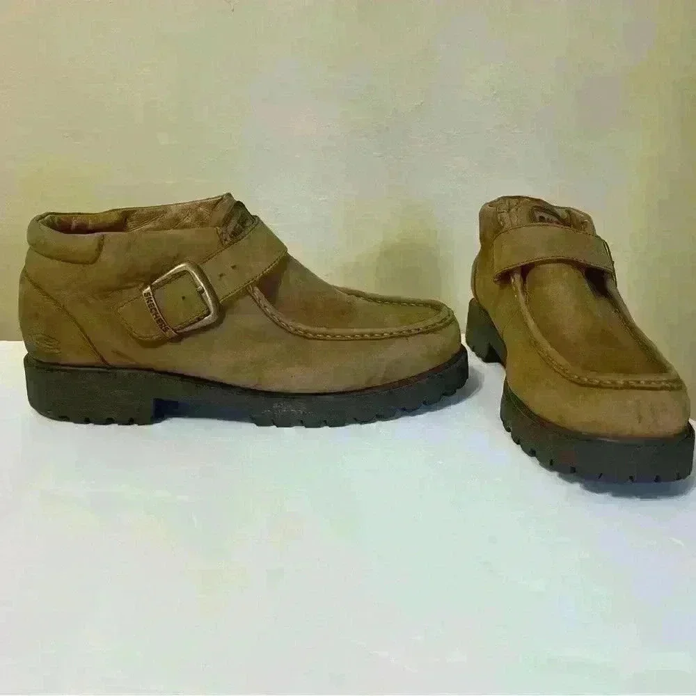 Skechers Mens Regulators Takeover Strap Loafers Wheat Tan Leather Size 10.5